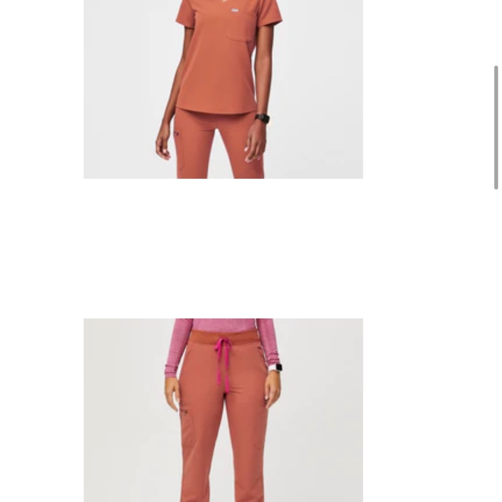 FIGS brand new Terracotta Petite XXS PXXS Caterina top & high waisted Yola Pants